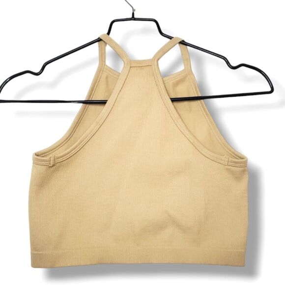 NWT J.o & Co Selena High Neck Cropped Ribbed Top in Warm Sand Sz XS/S - Picture 10 of 12